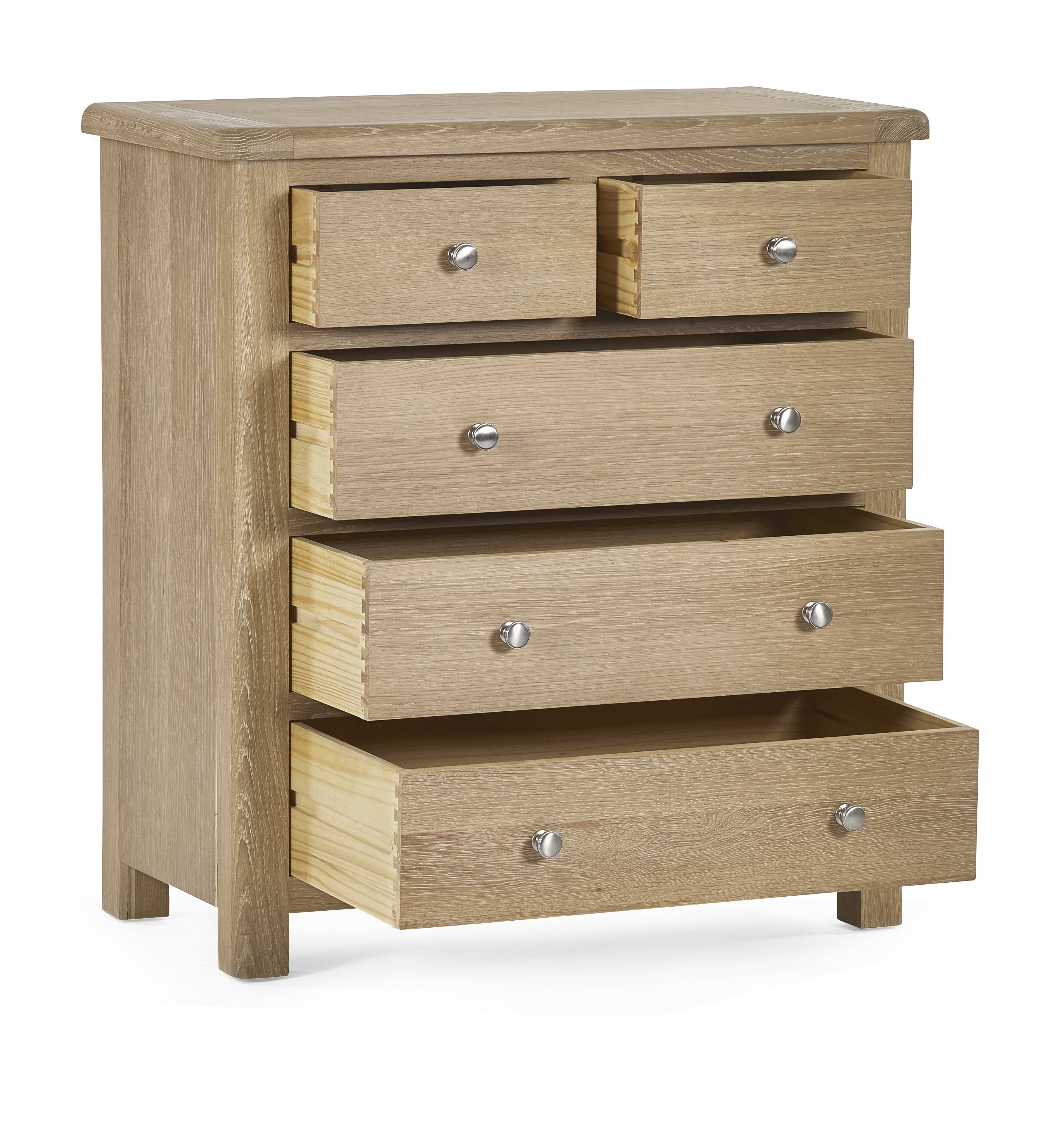 Cayden Limed Oak Wood Chest of Drawers | 5 Drawers